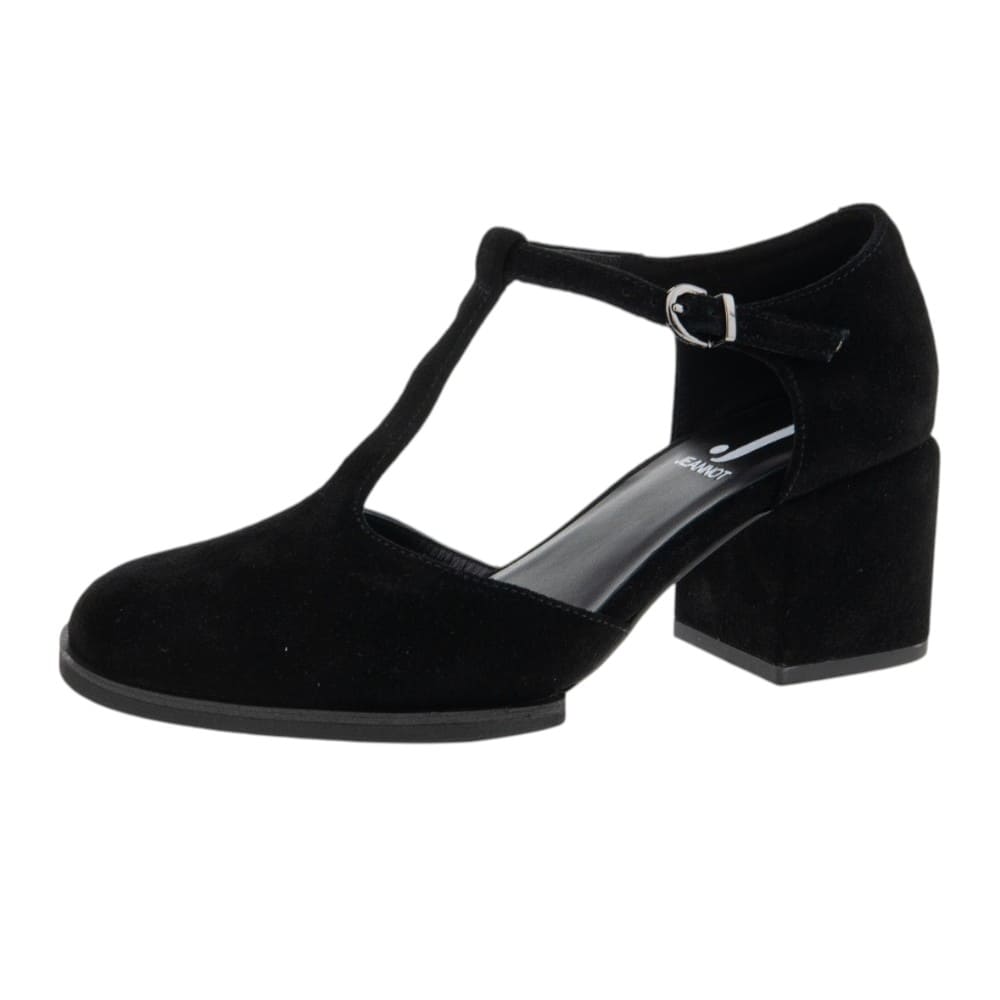 Zapatos Ante Negro Tacón Ancho y Hebilla Jeannot foto 3