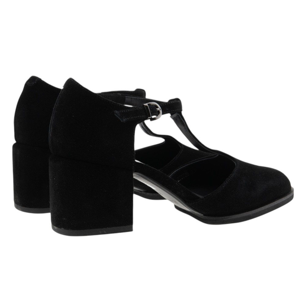 Zapatos Ante Negro Tacón Ancho y Hebilla Jeannot foto 4