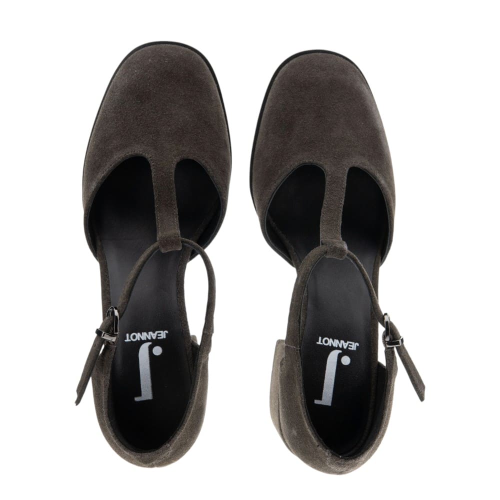 Jeannot Zapatos Tacón Hebilla Ante Taupe Mujer foto 2