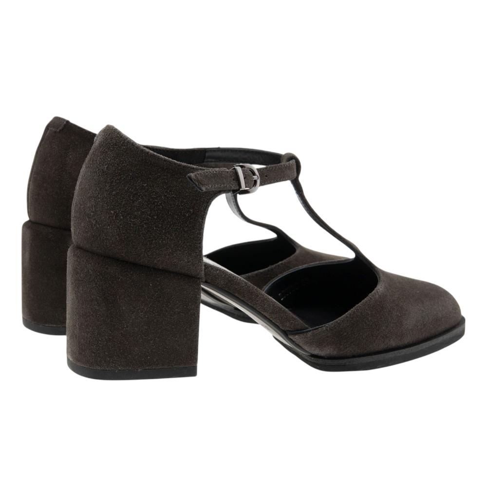 Jeannot Zapatos Tacón Hebilla Ante Taupe Mujer foto 4