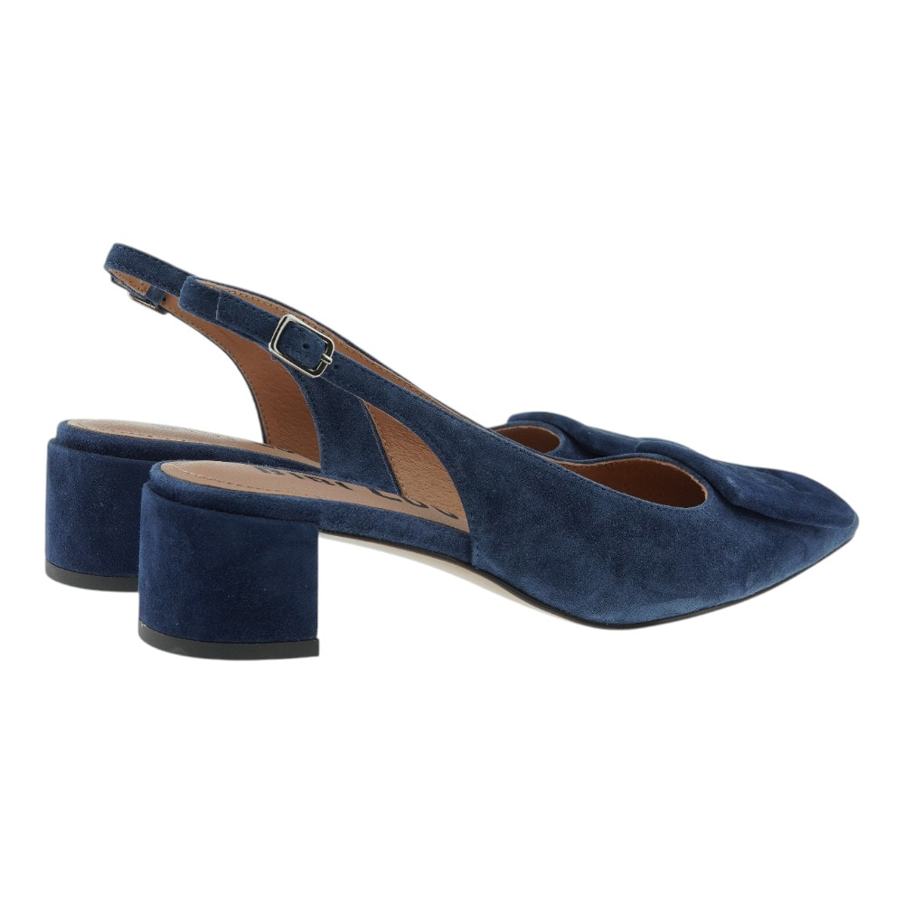 Zapatos destalonados Bibilou – Serraje azul con tacón bajo y detalle frontal foto 4