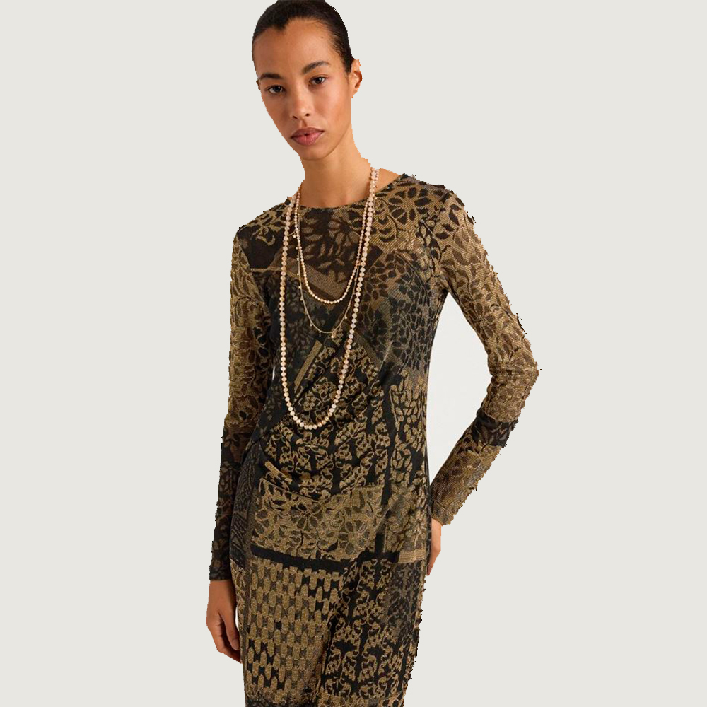 Vestido largo jacquard y lúrex Momoni mujer foto 2