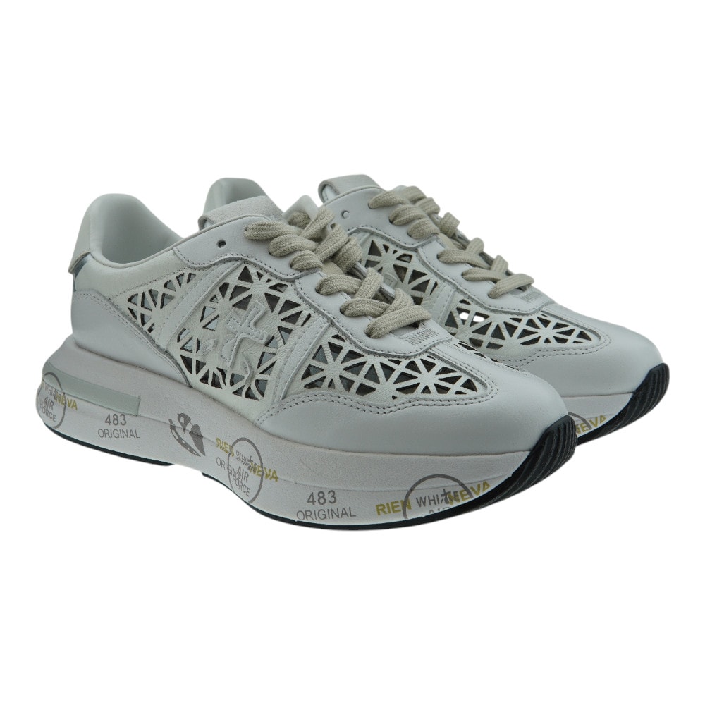 Sneakers mujer blancas troqueladas Premiata Cassie 7385