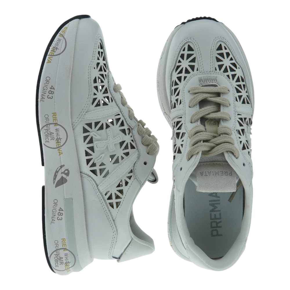 Sneakers mujer blancas troqueladas Premiata | Diseño exclusivo y transpirabilidad foto 2