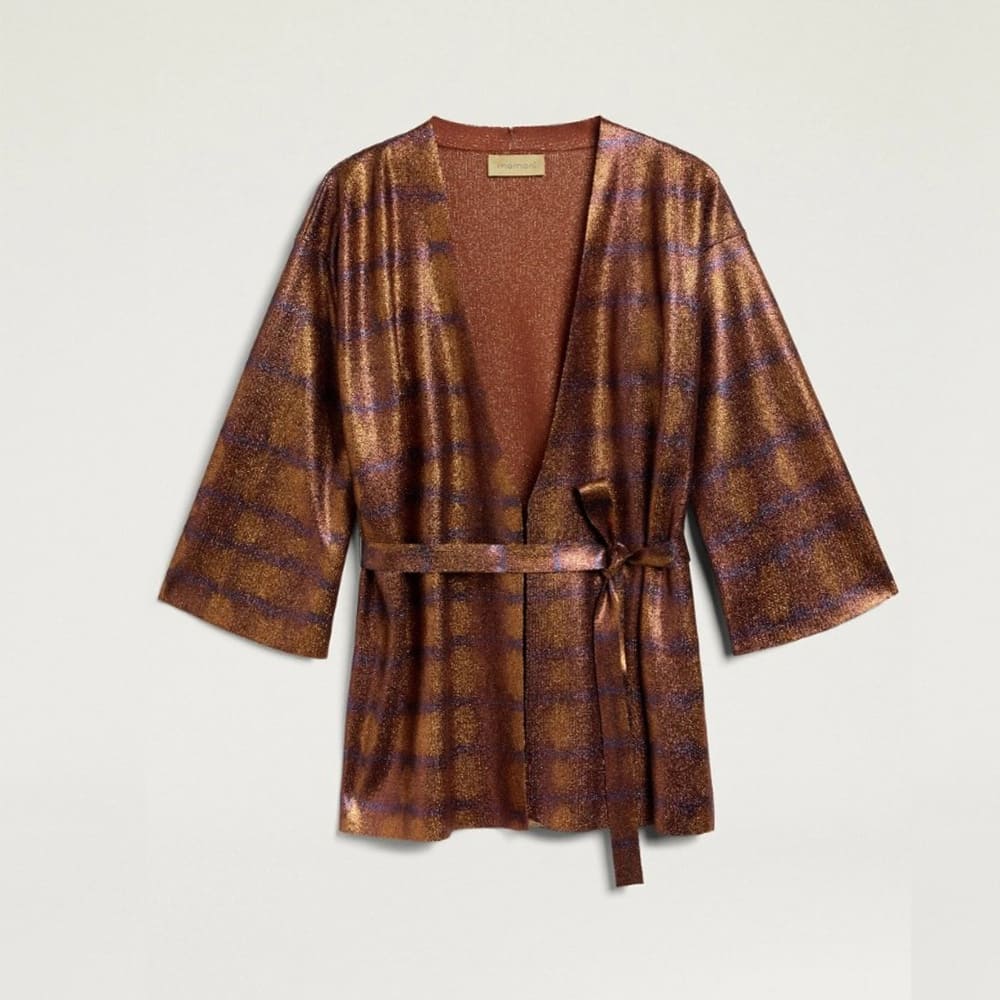 Chaqueta kimoni lúrex cinturón Momoni Chama Knitwear