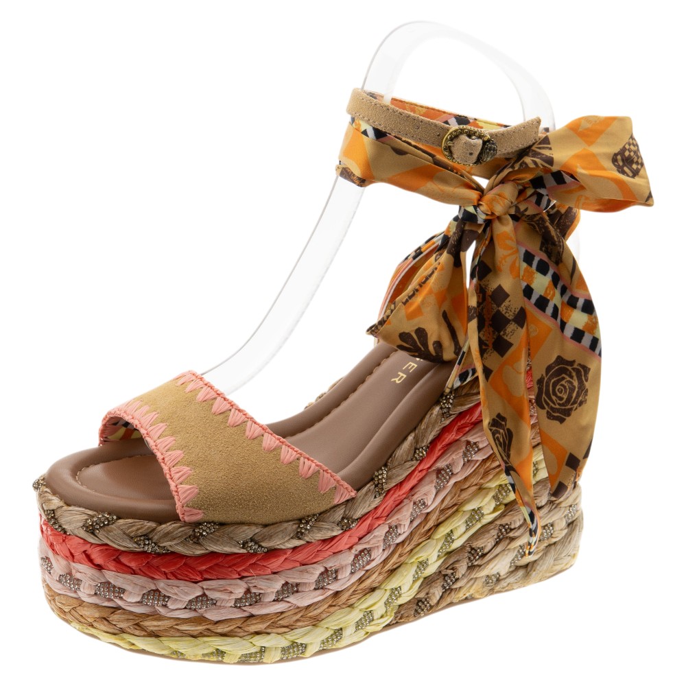 Sandalias cuña cáñamo multicolor lazada Kurt Geiger | Carrilé foto 3