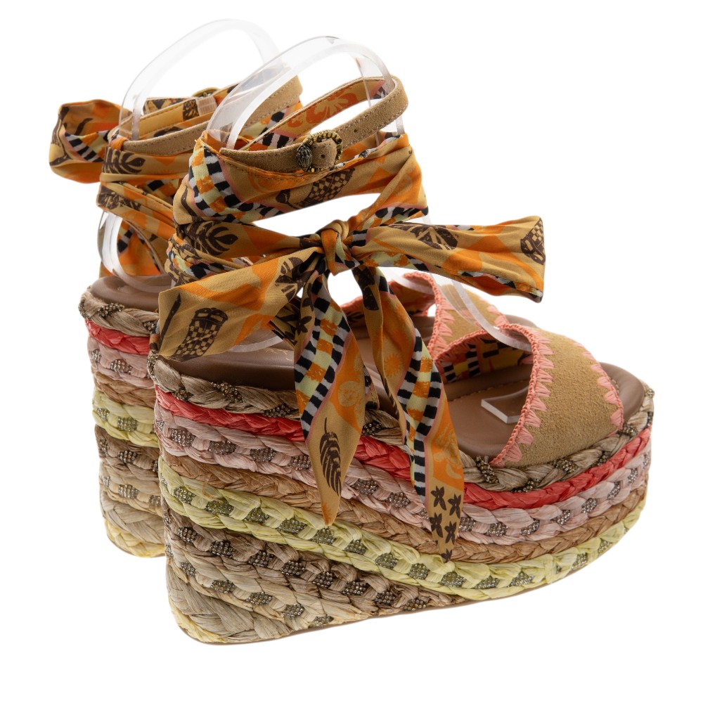 Sandalias cuña cáñamo multicolor lazada Kurt Geiger | Carrilé foto 4