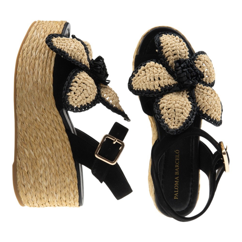Sandalias rafia cuña flor Paloma Barcelo foto 2