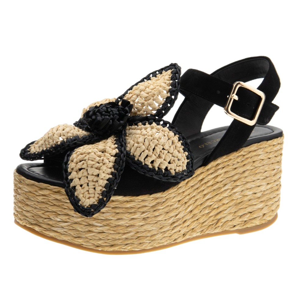 Sandalias rafia cuña flor Paloma Barcelo foto 3