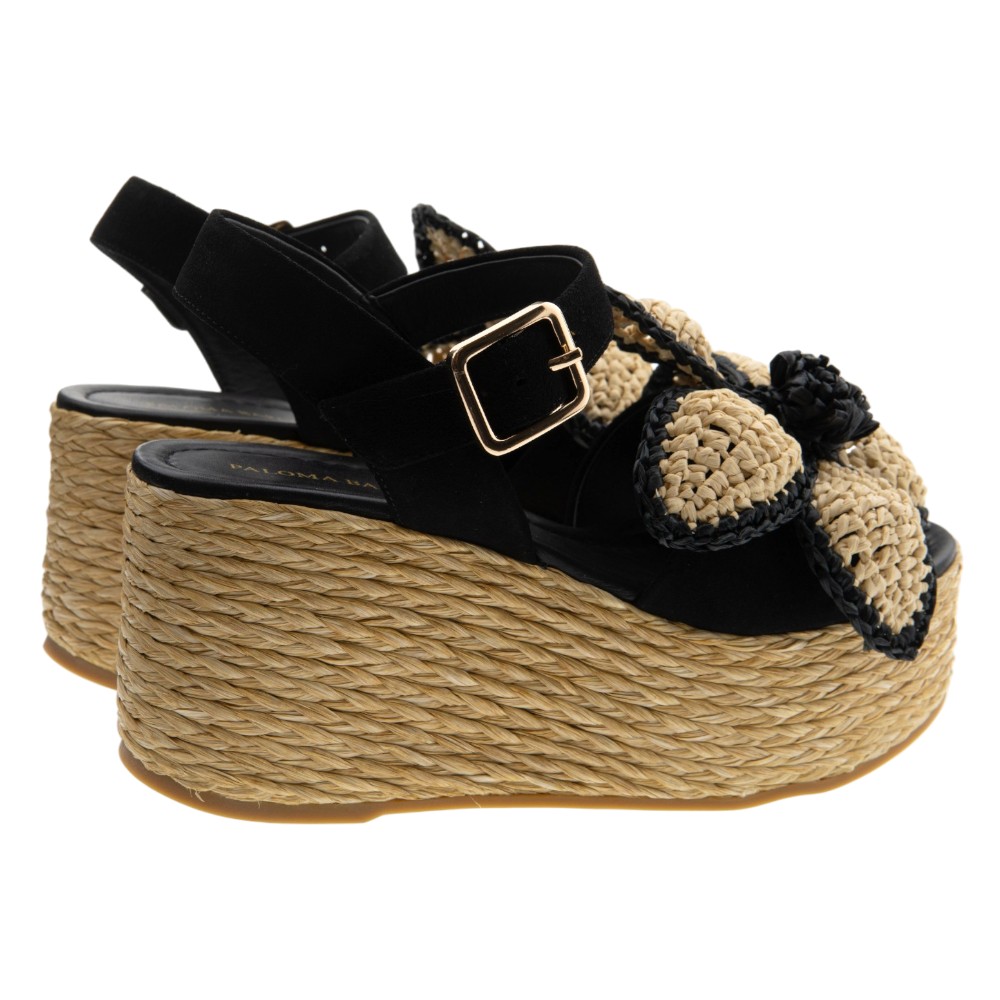 Sandalias rafia cuña flor Paloma Barcelo foto 4