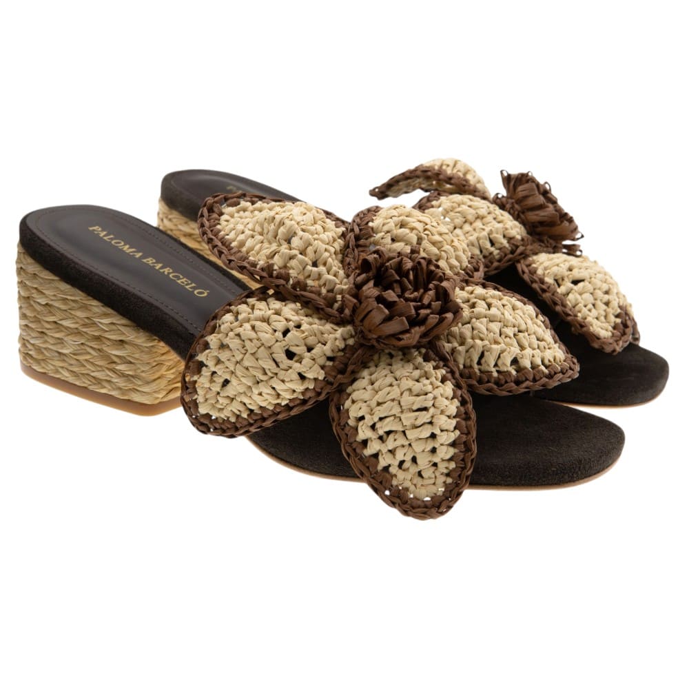 Sandalias rafia flor tacón Paloma Barceló Dally