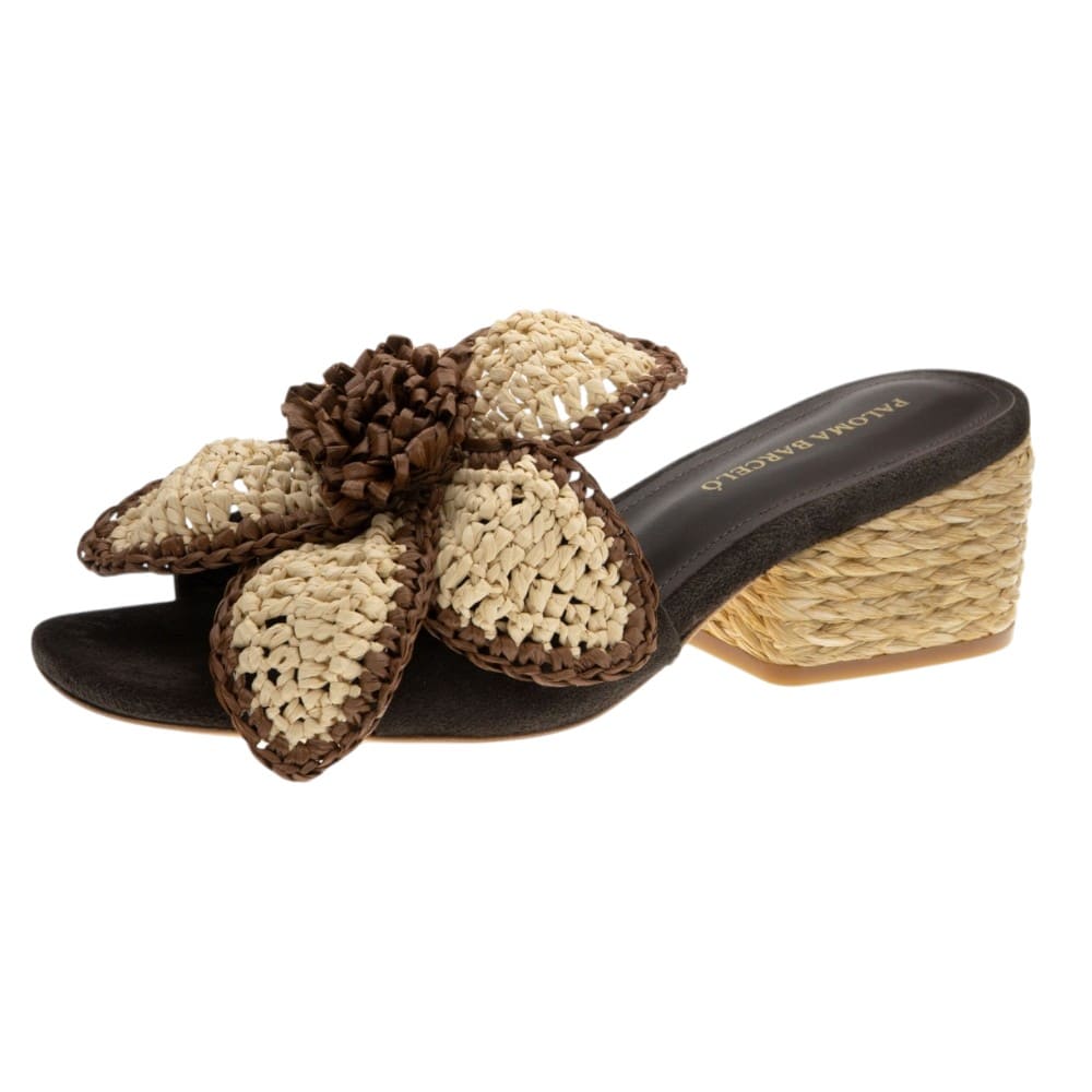 Sandalias rafia flor tacón Paloma Barceló foto 3