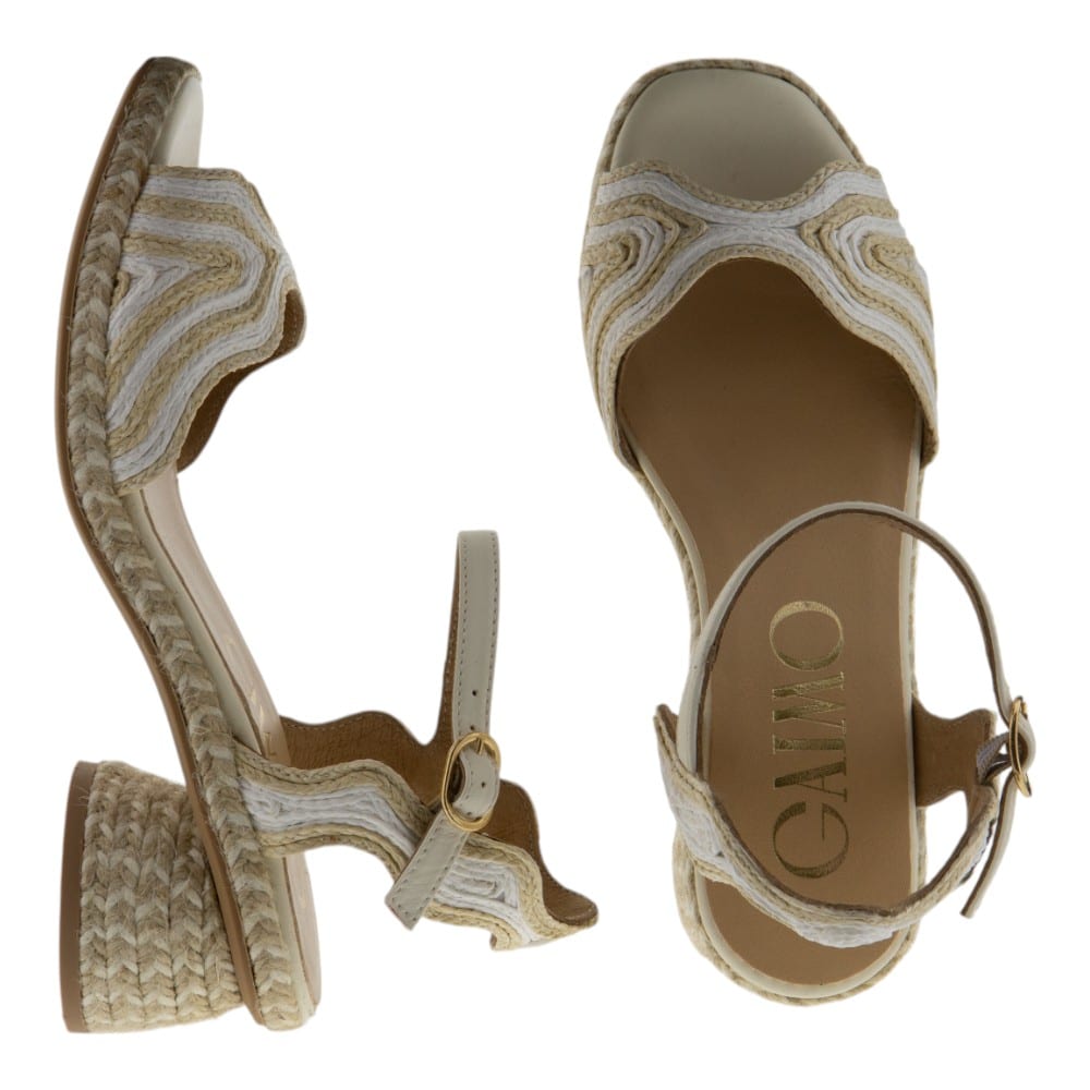 Sandalias mujer Gaimo rafia tacón ancho negro y camel | Estilo mediterráneo foto 2