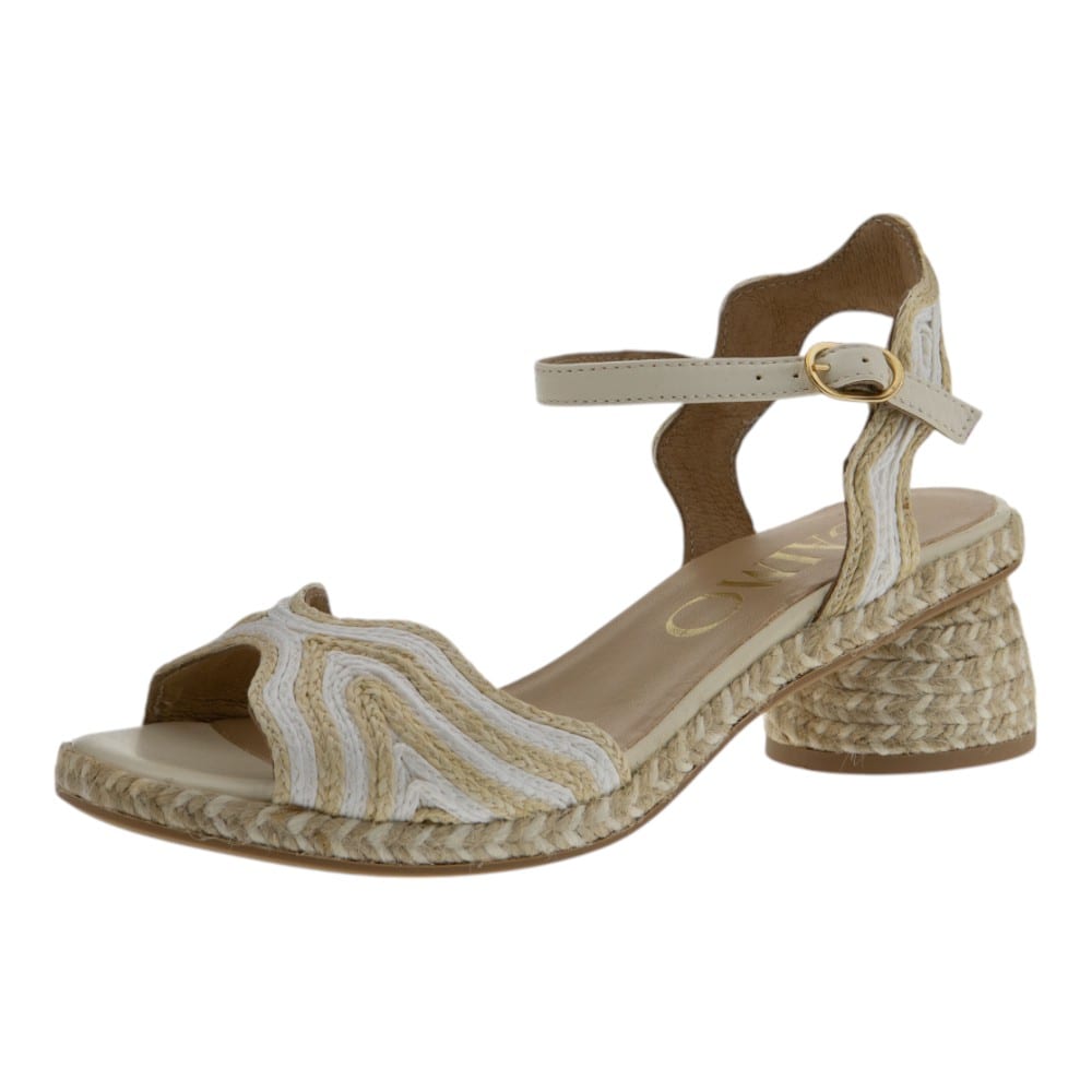 Sandalias mujer Gaimo rafia tacón ancho negro y camel | Estilo mediterráneo foto 3