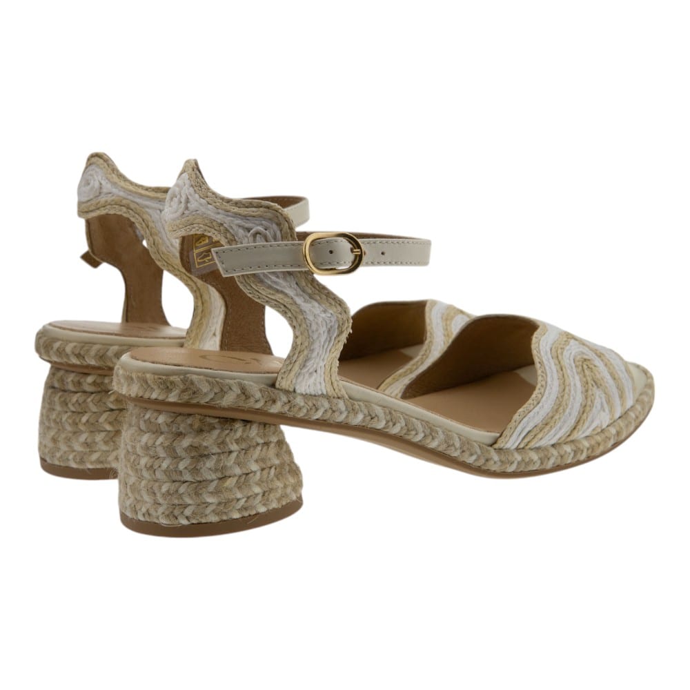 Sandalias mujer Gaimo rafia tacón ancho negro y camel | Estilo mediterráneo foto 4
