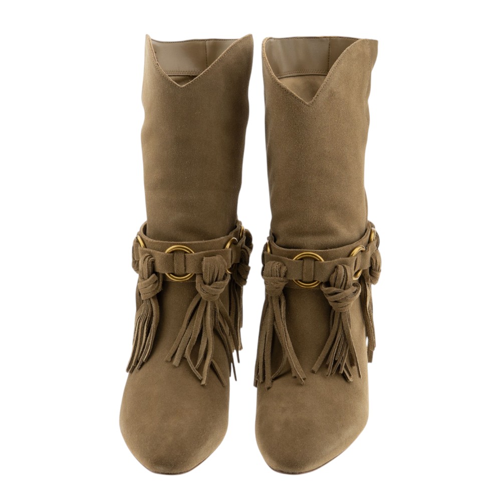 Botas ante kaki tacón bajo y flecos Michael Kors foto 2