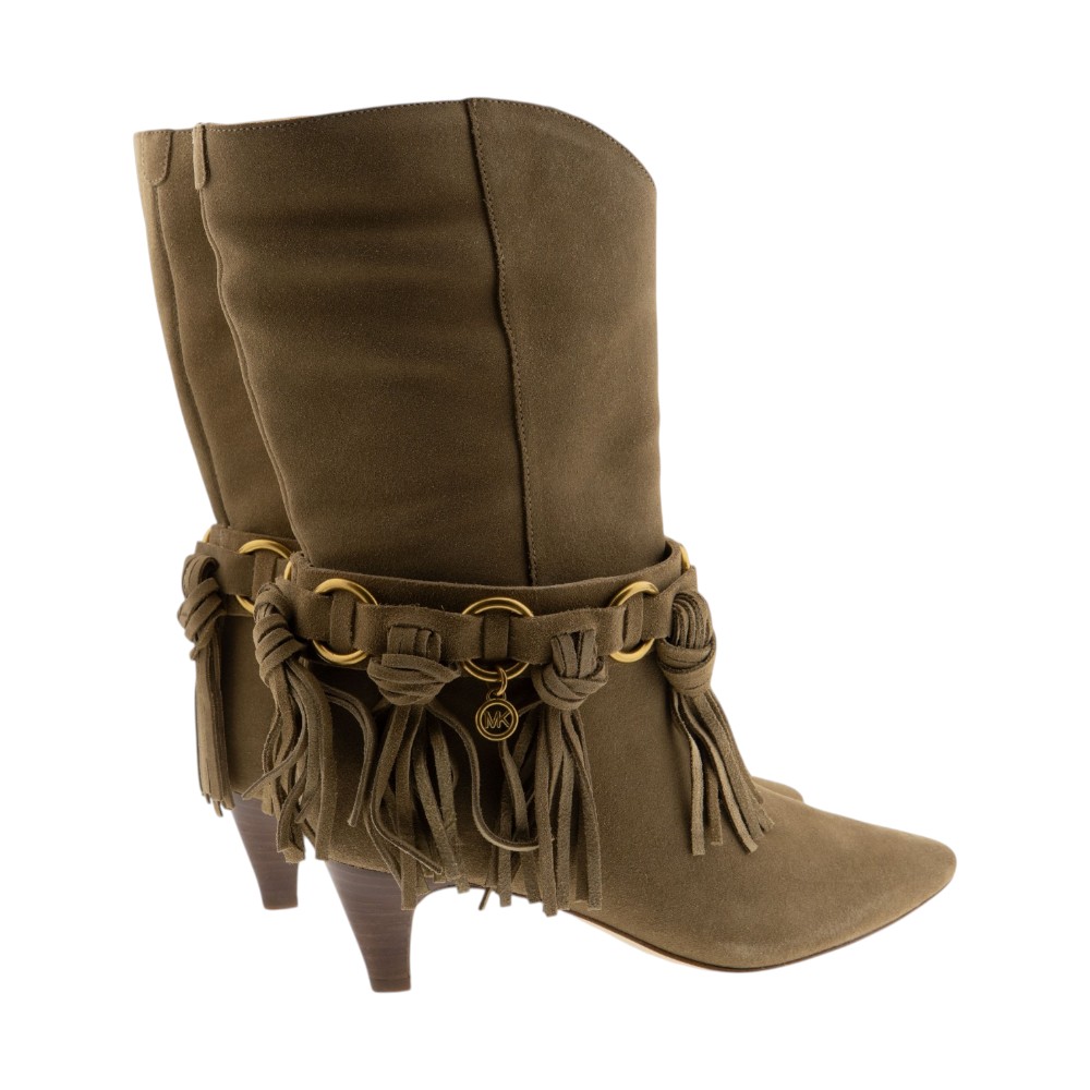 Botas ante kaki tacón bajo y flecos Michael Kors foto 4