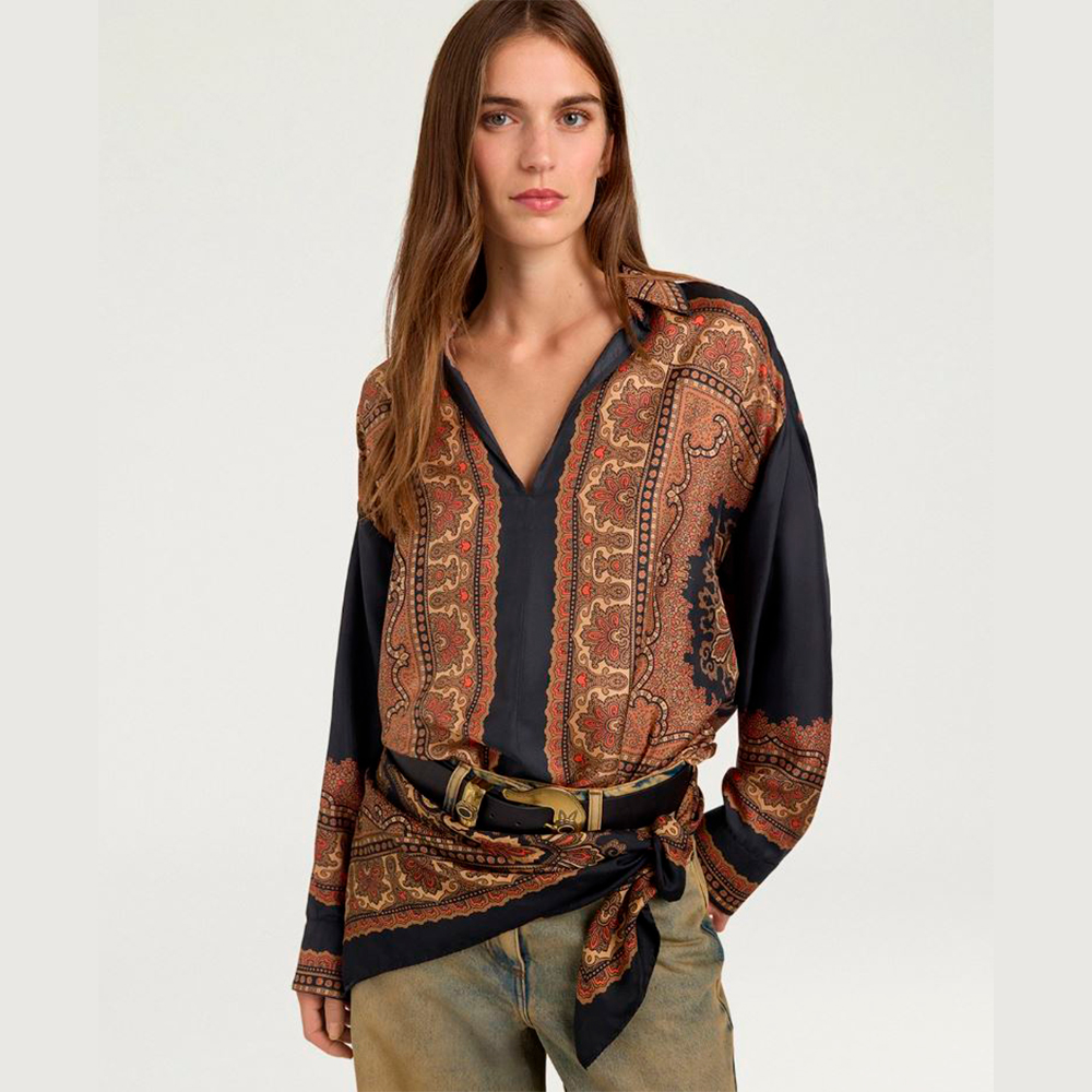 Camisa manga larga seda Momoni estampada foto 2
