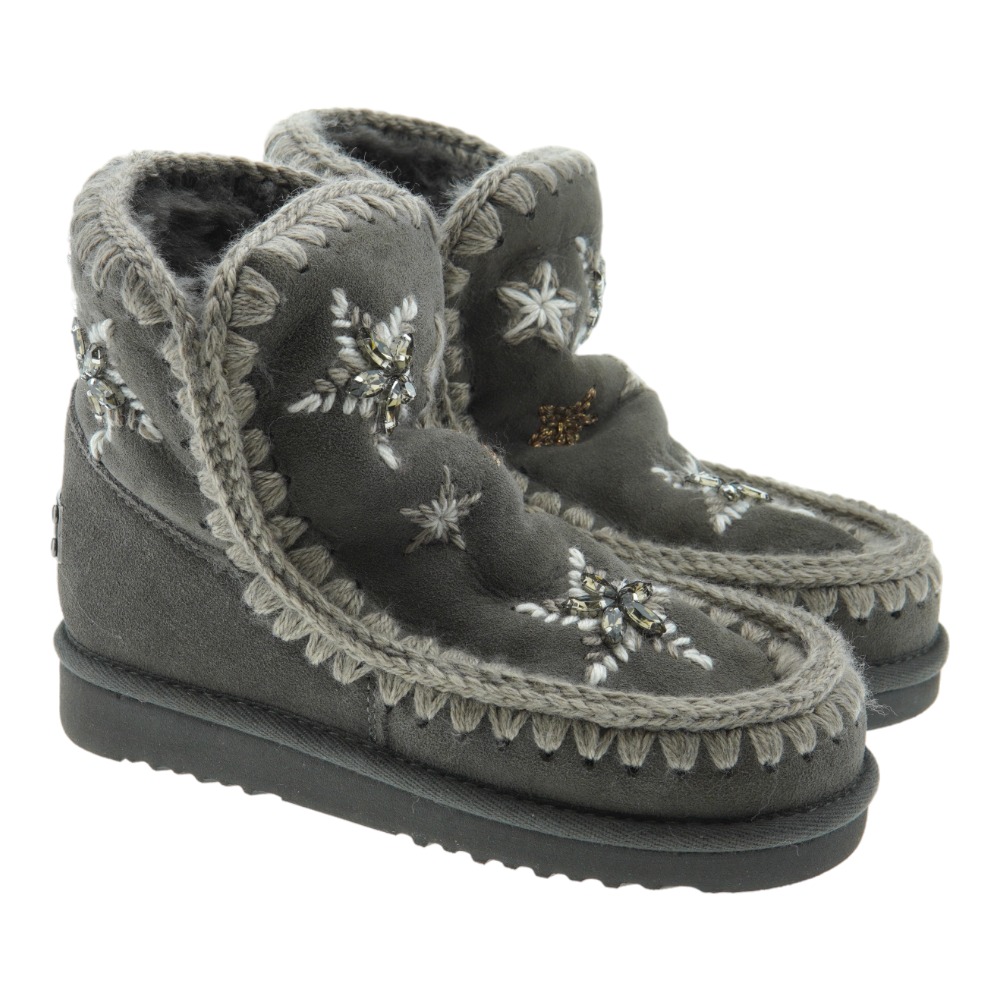 Bota piel cordero pespuntes cristales Mou Eski Wool Stars