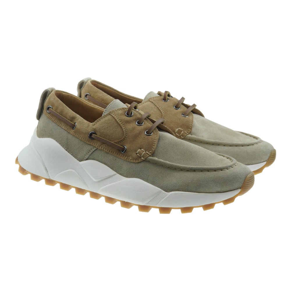 Sneakers hombre tipo náutico piel ante Voile Blanche Extreemer