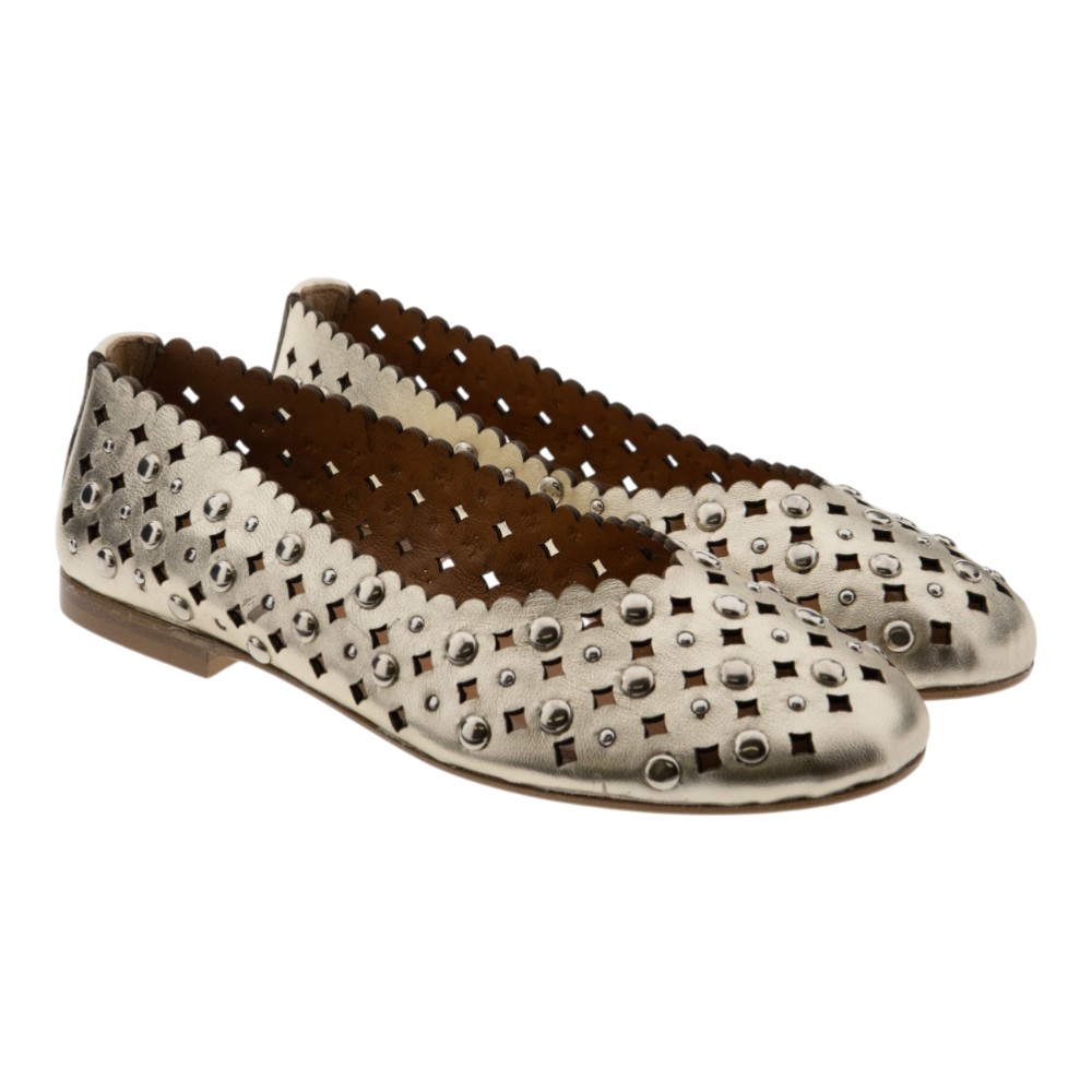 Bailarinas doradas caladas mujer Zoe Fun04