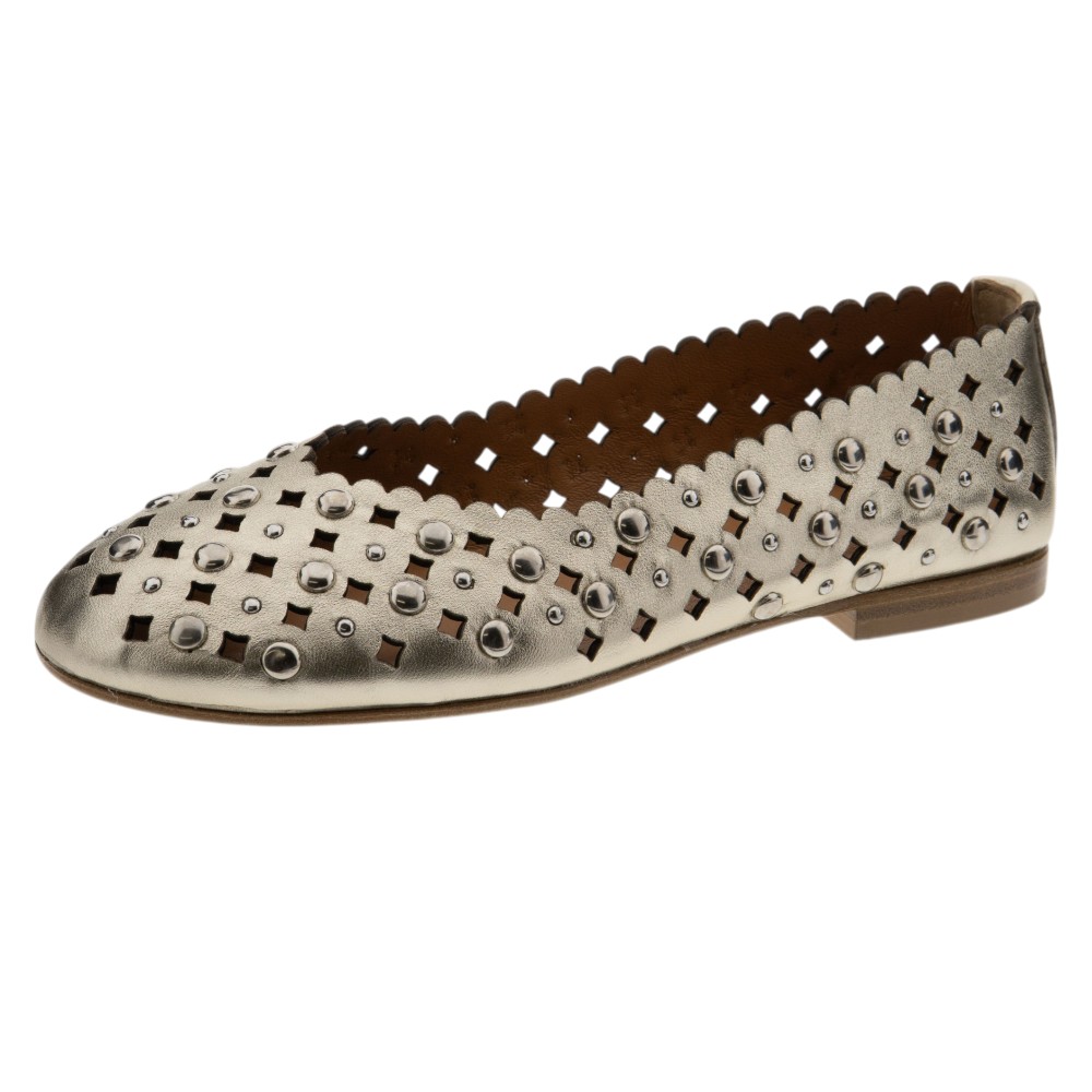 Bailarinas doradas caladas mujer Zoe | Elegantes y con tachas foto 3