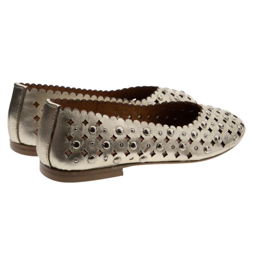 Bailarinas doradas caladas mujer Zoe | Elegantes y con tachas foto 4