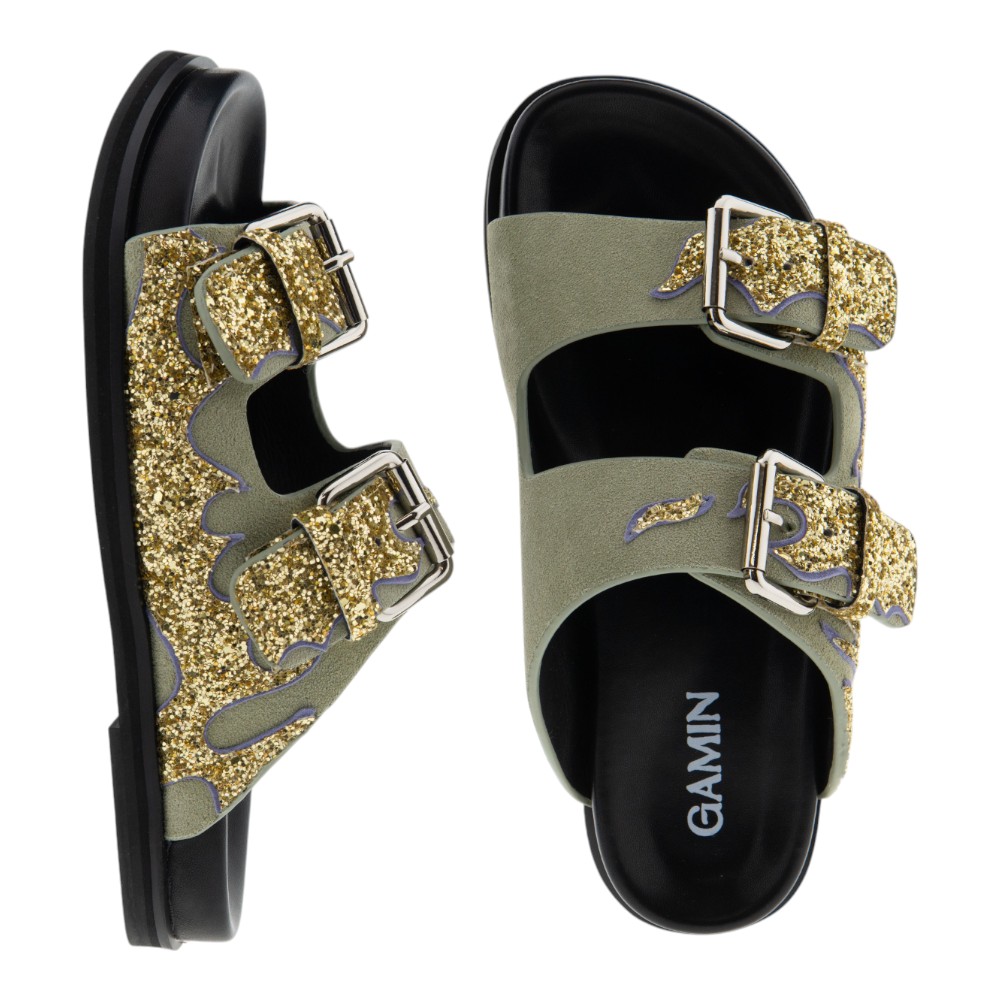 Sandalias mujer Gamin Bibi Lou con glitter dorado y hebillas foto 2