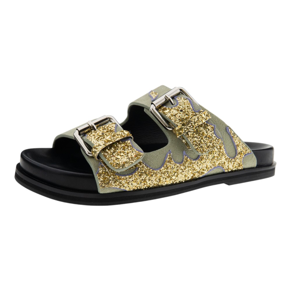 Sandalias mujer Gamin Bibi Lou con glitter dorado y hebillas foto 3