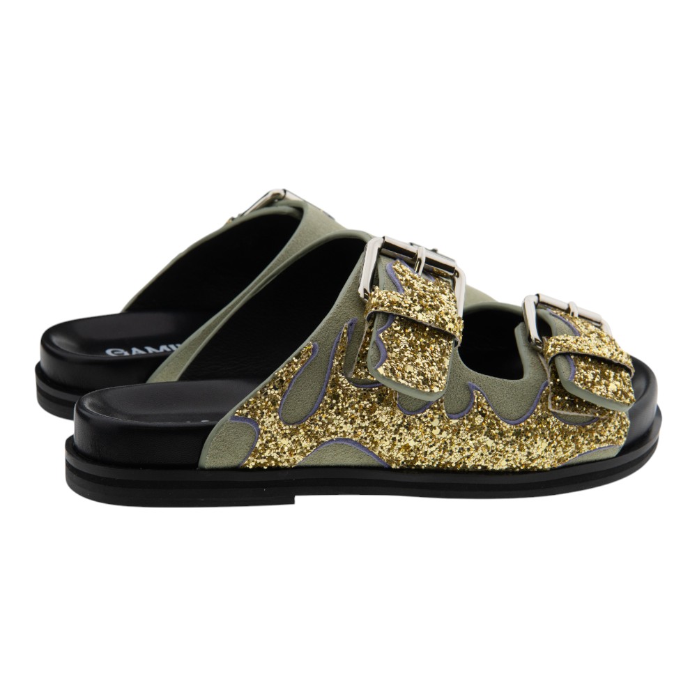 Sandalias mujer Gamin Bibi Lou con glitter dorado y hebillas foto 4