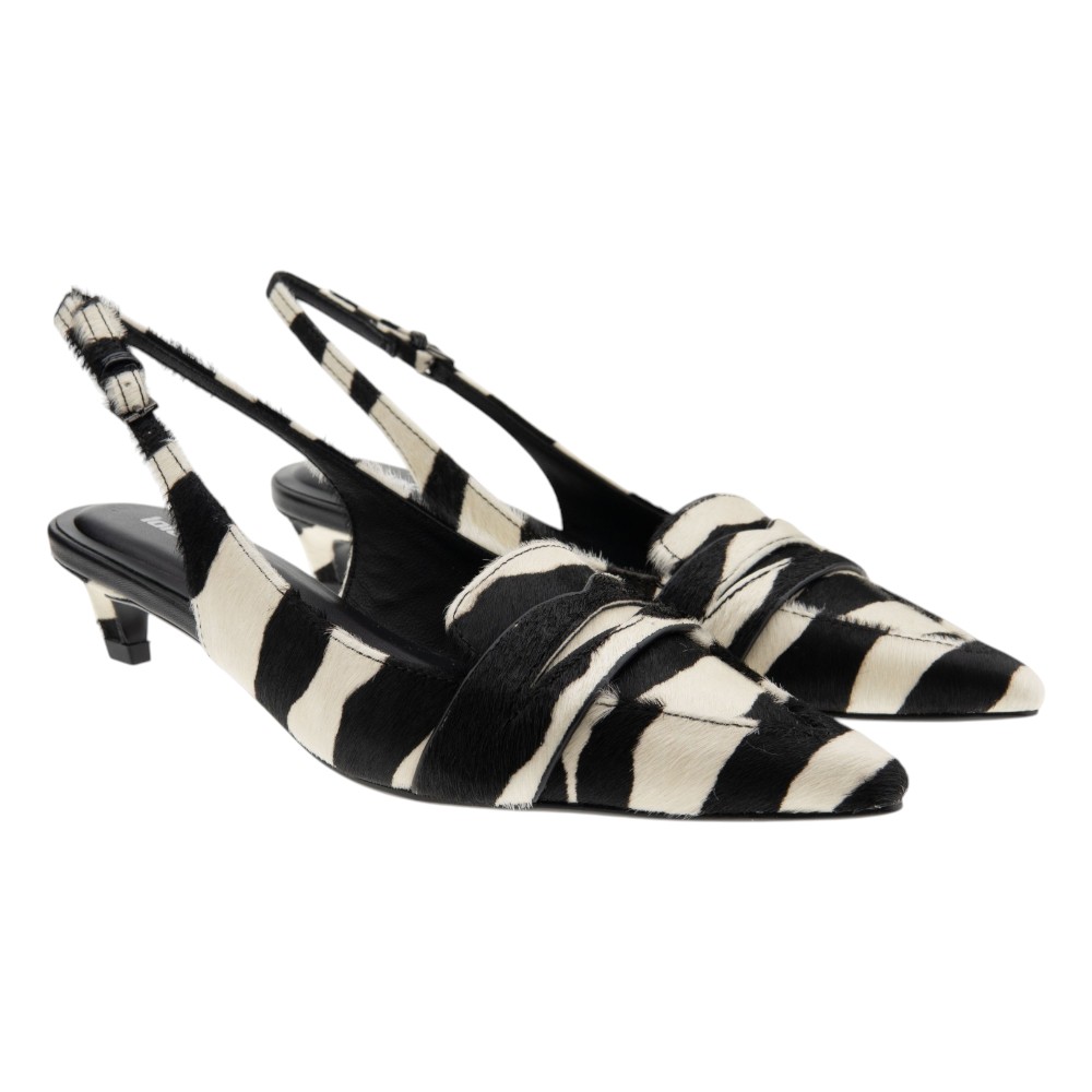 Zapatos destalonados cebra tacón bajo Lola Cruz Gemma Pump 