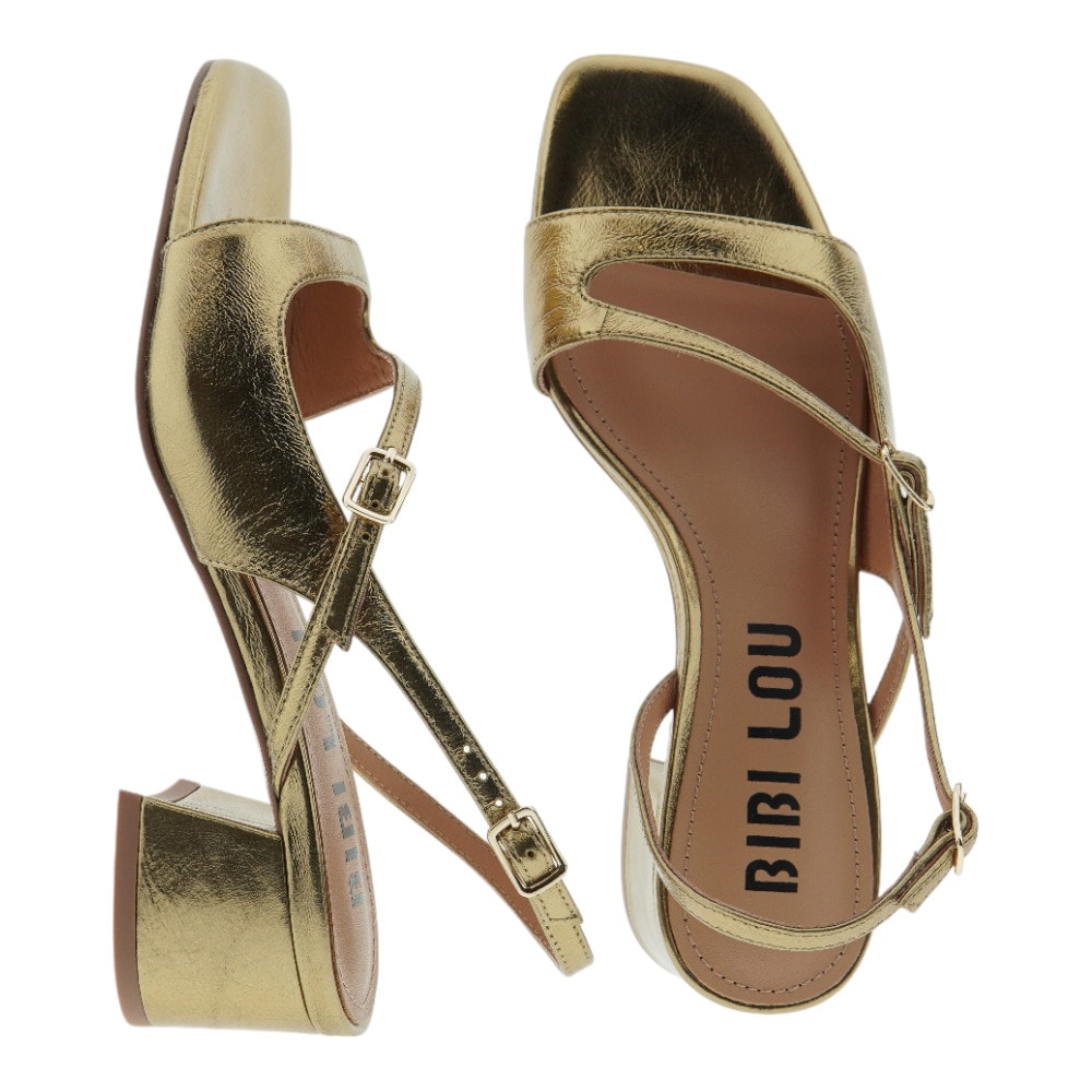 Sandalias tacón mujer Bibilou, diseño dorado y confort foto 2
