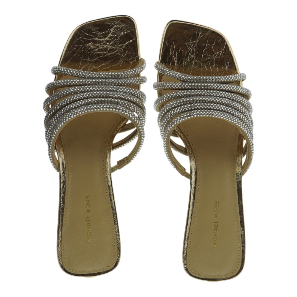 Sandalias tacón doradas mujer con strass Michael Kors foto 2