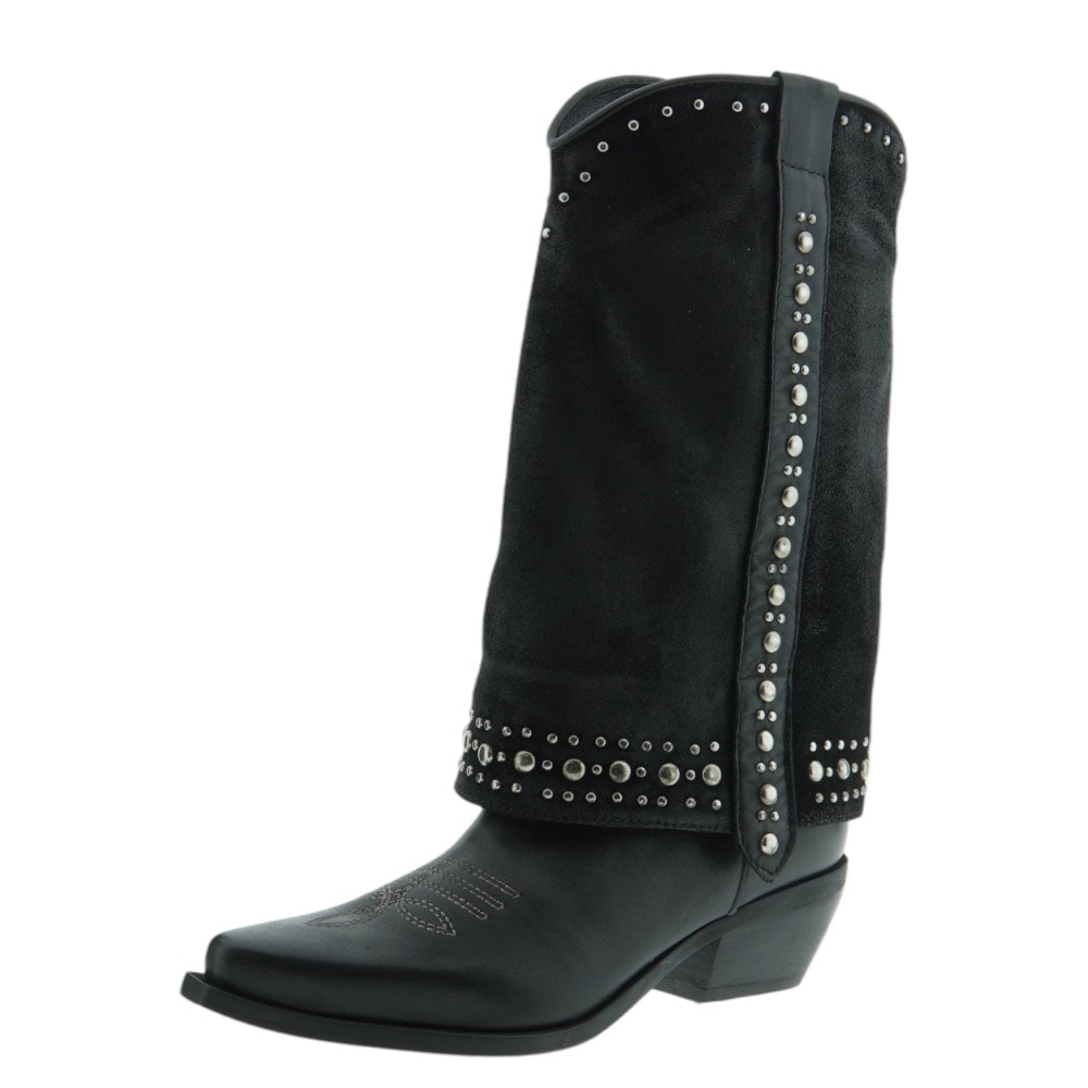 Bota campera tachuelas negra Zoe para mujer | Estilo atrevido y boho foto 3