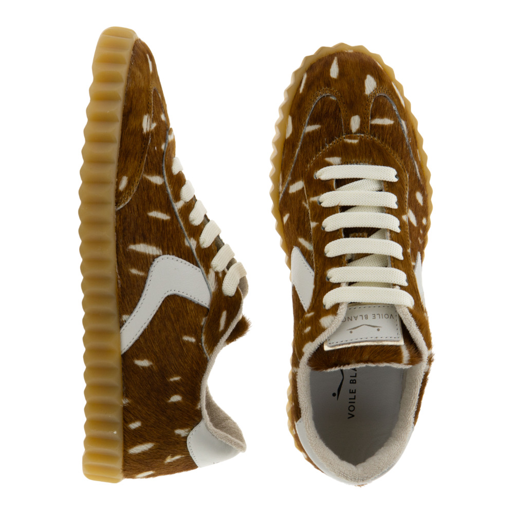 Sneaker casual mujer Voile Blanche con print animal y piel blanca foto 2