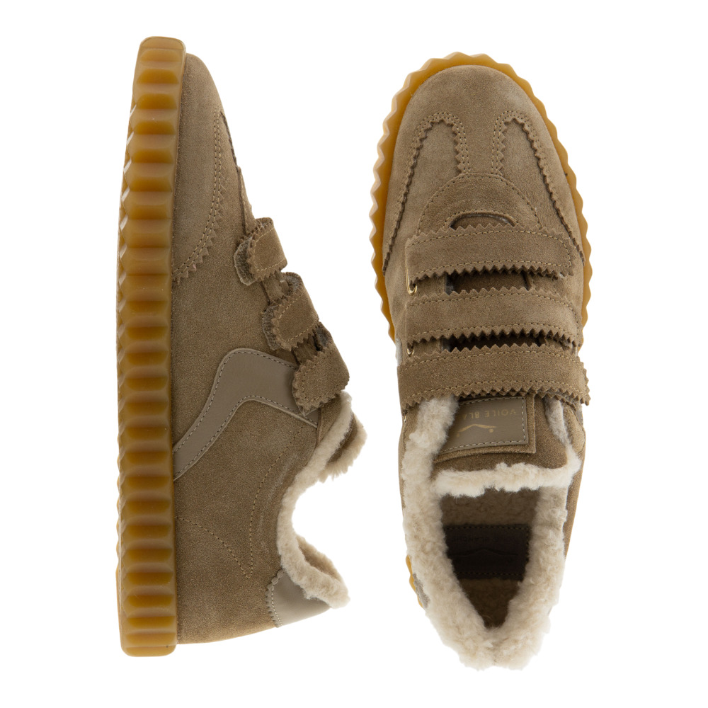 Sneaker sin cordones mujer Voile Blanche beige con borreguito foto 2