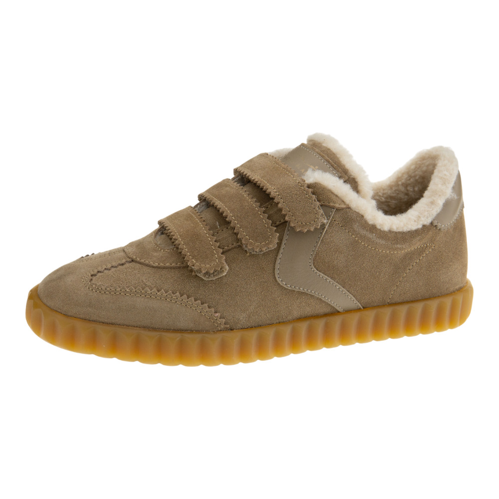 Sneaker sin cordones mujer Voile Blanche beige con borreguito foto 3