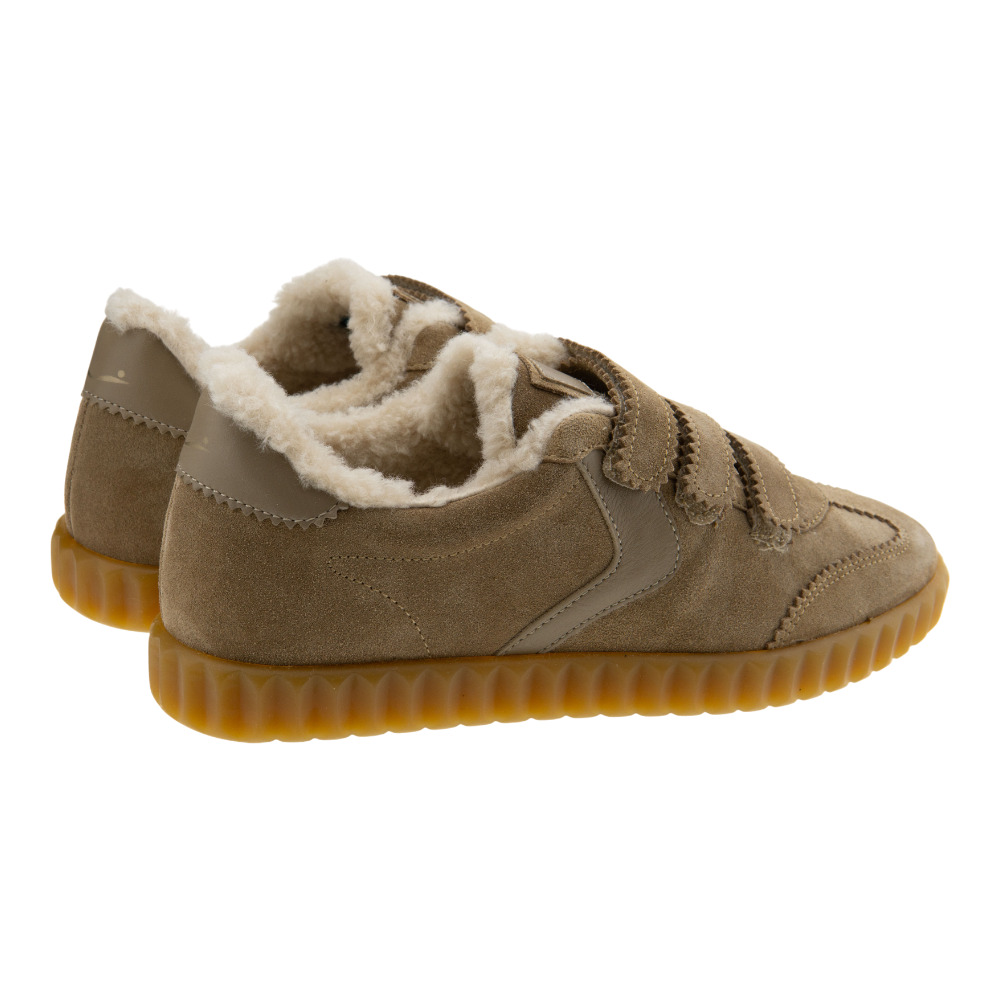 Sneaker sin cordones mujer Voile Blanche beige con borreguito foto 4