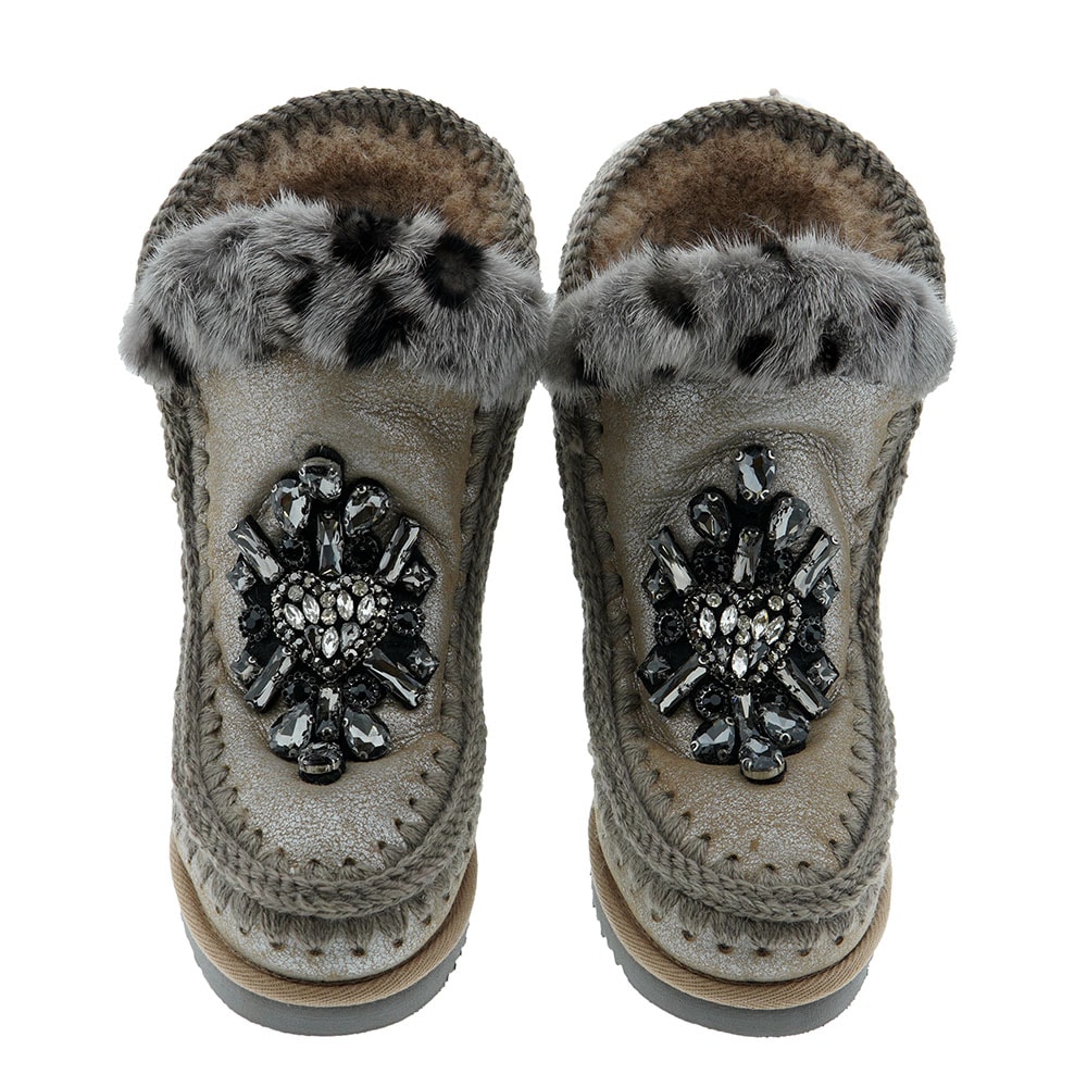 Bota cuña pelo cristales Mou Inner Wedge Front Heart Patch foto 2