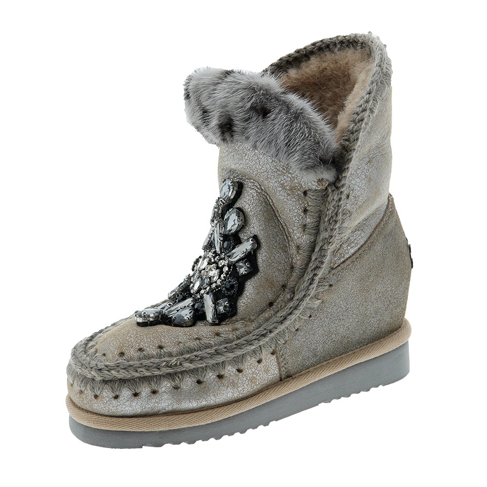 Bota cuña pelo cristales Mou Inner Wedge Front Heart Patch foto 3