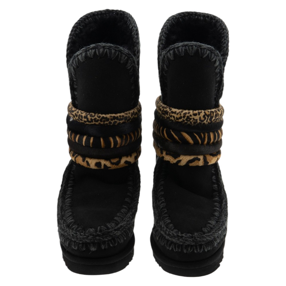 Bota alta australiana cuña negro y leopardo Mou | Carrilé foto 2