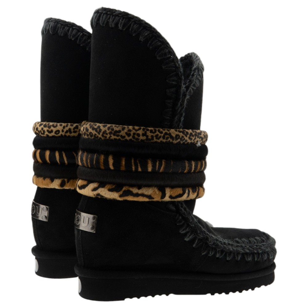 Bota alta australiana cuña negro y leopardo Mou | Carrilé foto 4