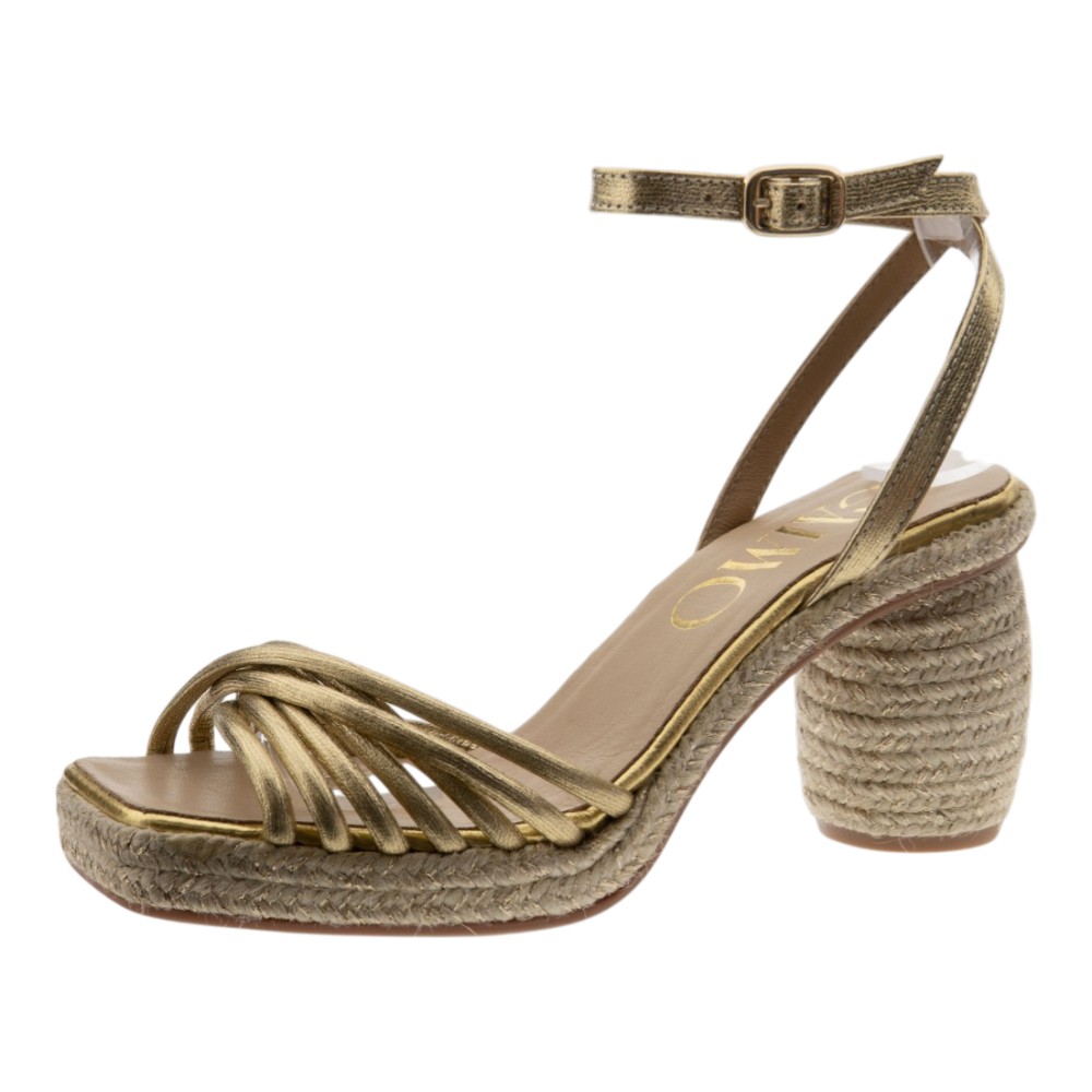 Sandalias doradas cáñamo tacón Gaimo foto 3