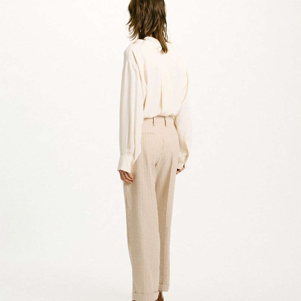 Compra Pantalón Clásico Momoni Beige a Rayas | Gallery Carrile foto 4