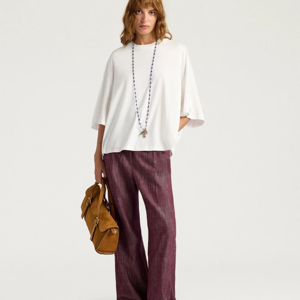 Camiseta blanca algodón cropped Momoni para mujer foto 3