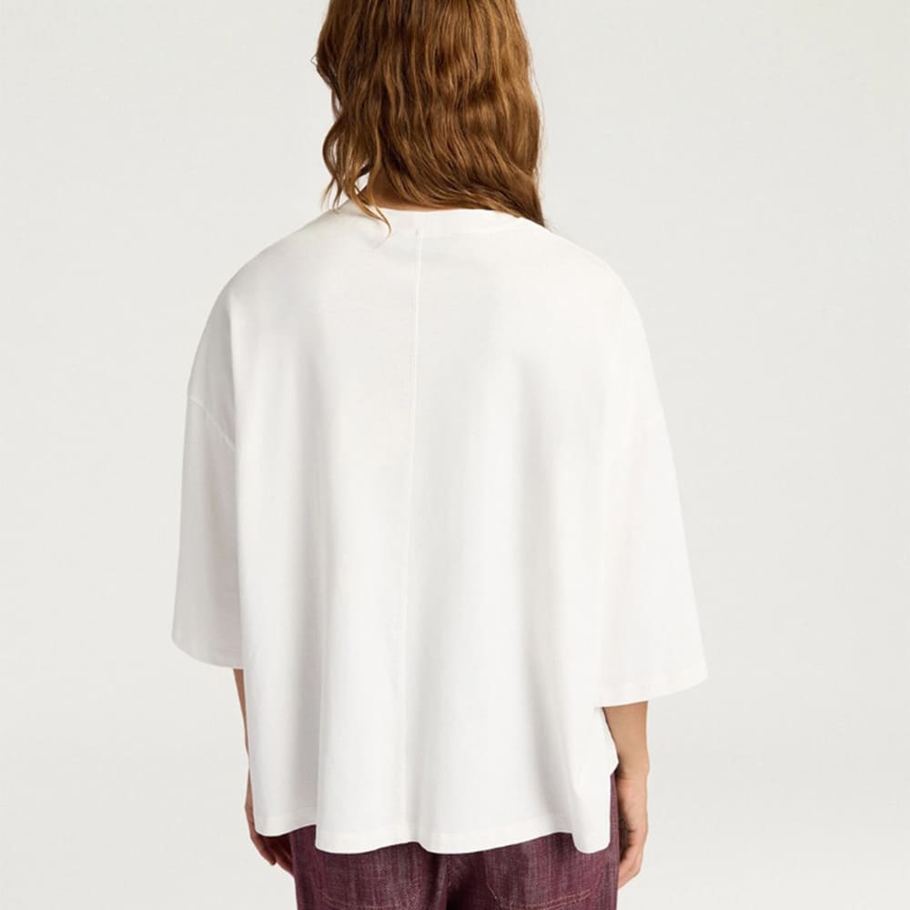 Camiseta blanca algodón cropped Momoni para mujer foto 4