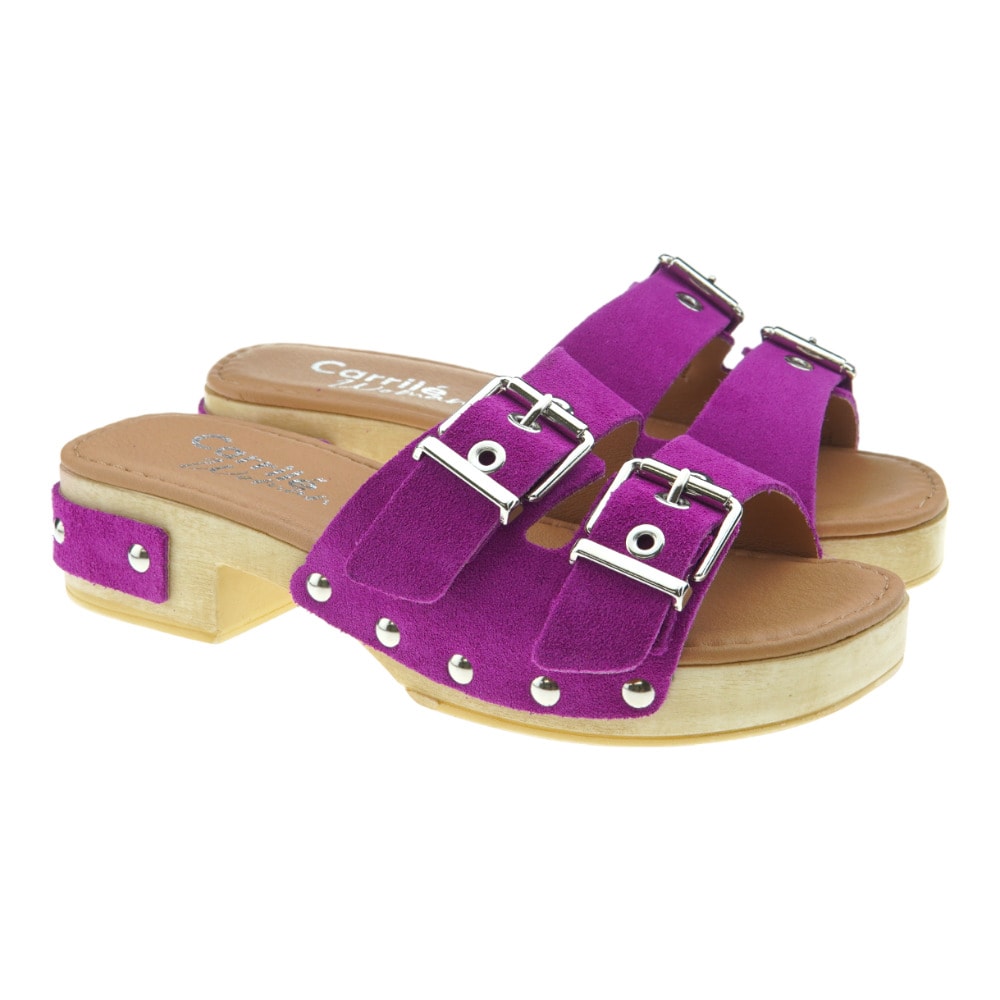 Sandalia pala doble hebilla tacón madera Tiziana Julia-01P