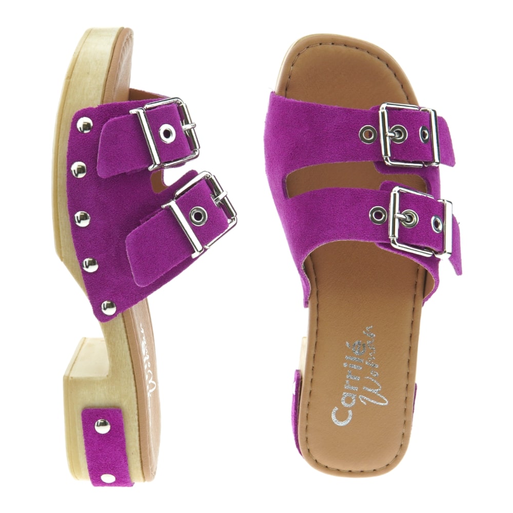 Sandalia pala doble hebilla tacón madera Tiziana Julia-01P foto 2