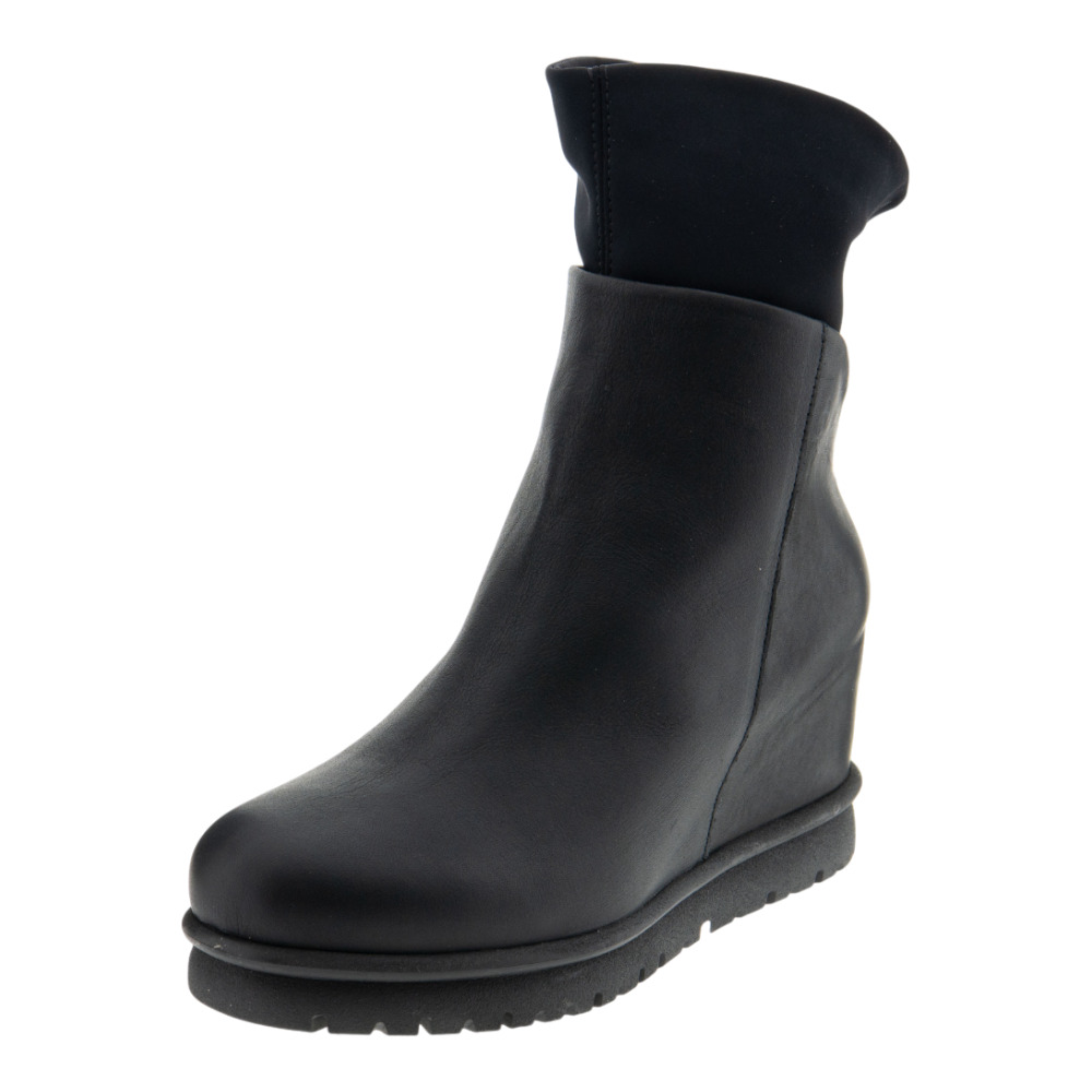 Botines cuña negros Patrizia Bonfanti mujer piel elásticos foto 3