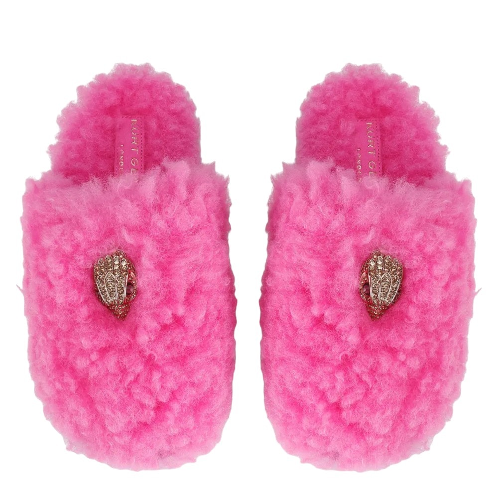 Zapatillas casa mujer pelo Kurt Geiger fucsia con joya foto 2